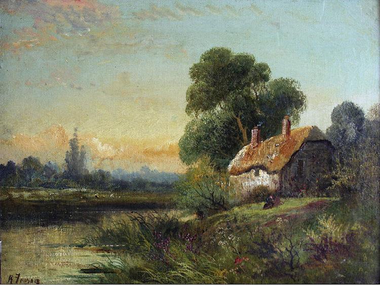 Robert Fenson View with a Cottage by a Stream France oil painting art
